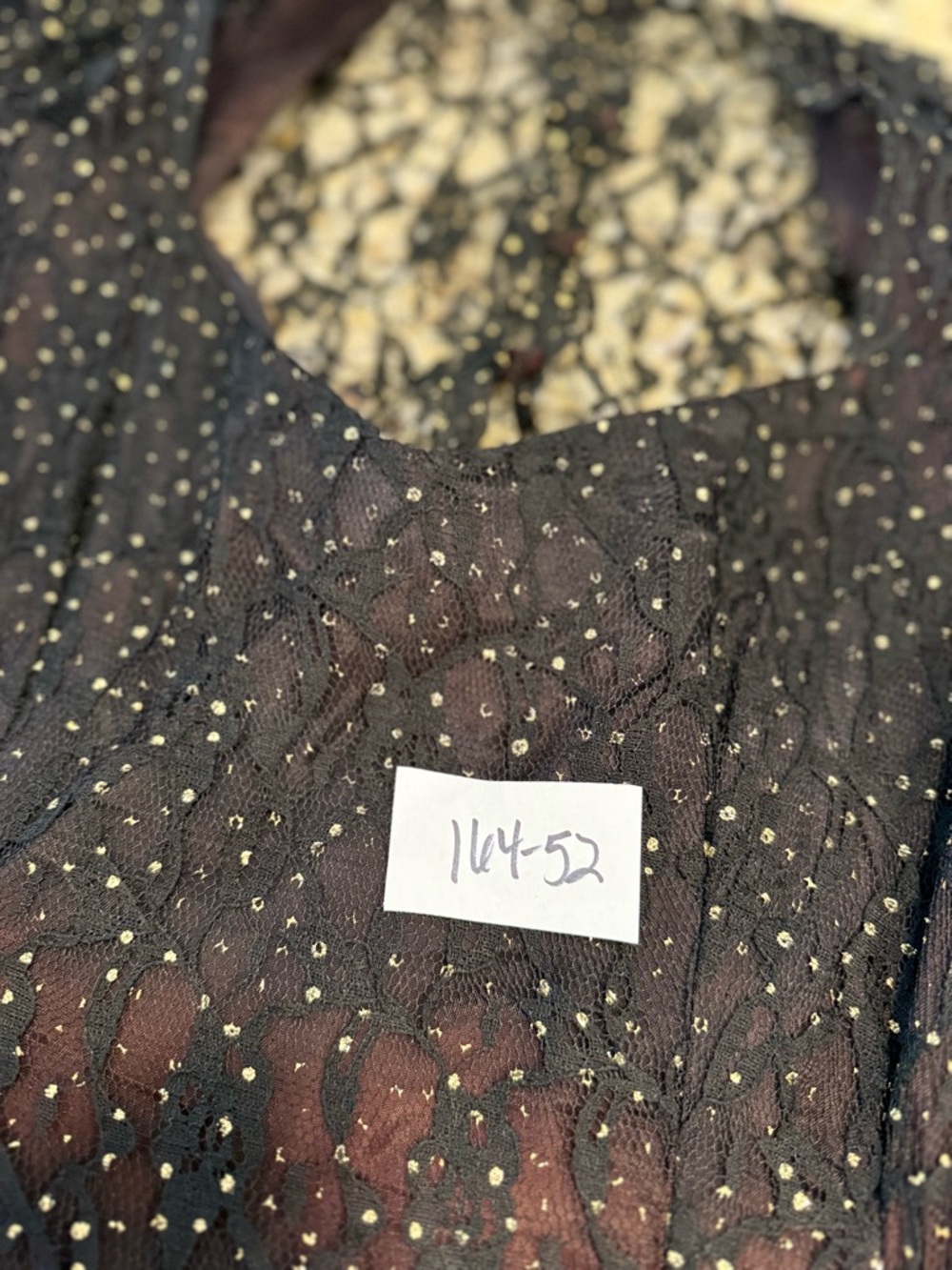 Nuance vintage black lace sequin midi dress tiered balloon hem SZ 5 - Picture 15 of 16